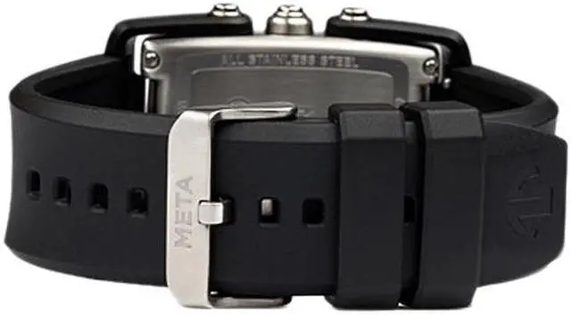 Alt view image 3 of 3 - META MW4003 M1 Smart Watch - Stl Steel Case - Black Nylon and Black Rubber Strap Black Rubber Strap