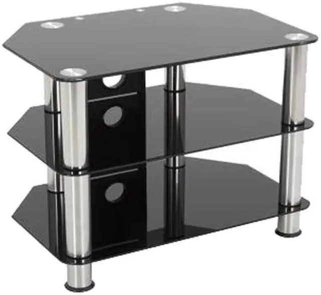 Alt view image 2 of 3 - AVF SDC800CM-A up to 42" Chrome Effect / Black Glass Classic - Corner Glass TV Stand with Cable Mangement