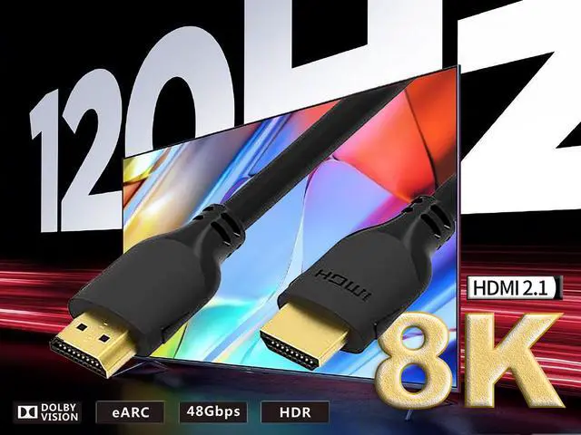 Alt view image 5 of 6 - Nippon Labs 30AWG 8K HDMI Cable 3 ft. HDMI 2.1 Cable Real 8K, High Speed 48Gbps 8K(7680 x 4320)@60Hz, 4K@120Hz Dolby Vision, HDCP 2.2, 4:4:4 HDR, eARC Compatible with Apple TV, Samsung QLED TV, 80HDMI-8K-3B