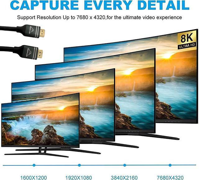 Alt view image 2 of 3 - Nippon Labs 8K HDMI Cable 10ft. HDMI 2.1 Cable Real 8K, High Speed 48Gbps 8K(7680x4320)@60Hz, 4K@120Hz Dolby Vision, HDCP 2.2, 4:4:4 HDR, eARC Compatible with Apple TV, Samsung QLED TV - HDMI-8K-10