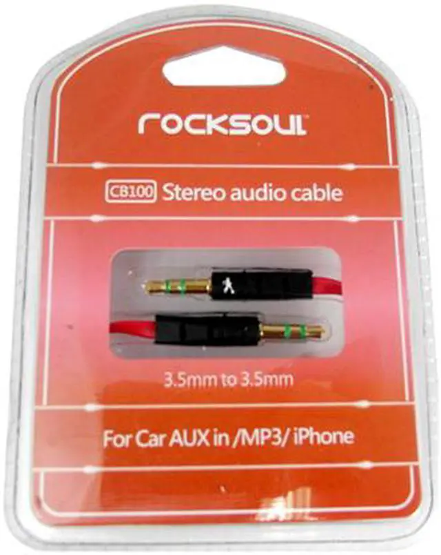 Alt view image 2 of 2 - AWA Technology Inc. CB-10035MMBR ROCKSOUL 3.5mm to 3.5mm stereo audio cable Red