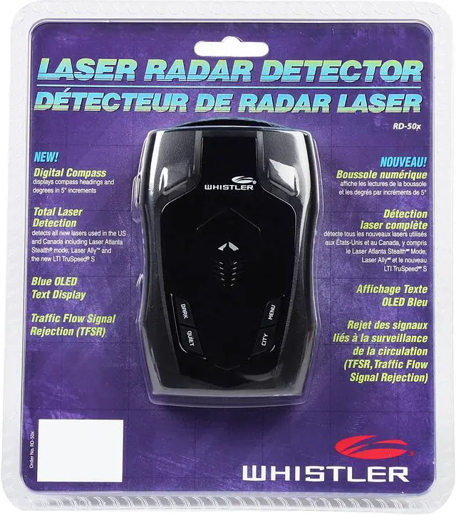 Alt view image 8 of 8 - WHISTLER NUT- RD-50X Radar Detector with Blue OLED Text Display & Digital Compass