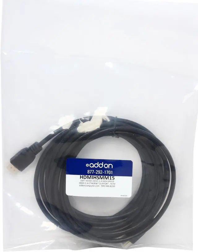 Alt view image 3 of 3 - AddOn 15ft (4.6M) HDMI 1.4 High Speed Cable w/Ethernet - M/M