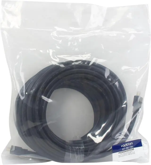 Alt view image 3 of 3 - AddOn HDMIHSMM50 50 ft. Black High Speed Cable Male to Male