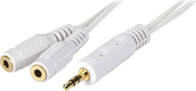 Main image of Tripp Lite P313-06N-WH 6" 3.5mm Mini Stereo Cable adapter Y Splitter for Speakers and Headphones (M to 2x F) White Male to Female