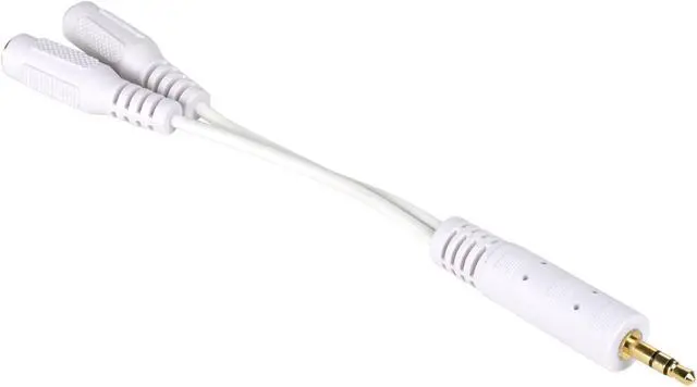 Alt view image 2 of 3 - Tripp Lite P313-06N-WH 6" 3.5mm Mini Stereo Cable adapter Y Splitter for Speakers and Headphones (M to 2x F) White Male to Female