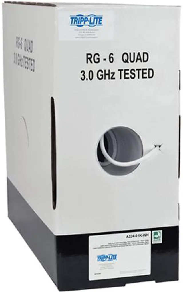 Main image of Tripp Lite A224-01K-WH 1000 ft. RG6/U Quad-Shield CMR-Rated Coaxial Cable, White