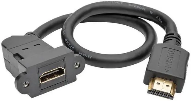 Alt view image 2 of 5 - Tripp Lite High-Speed HDMI with Ethernet All-in-One Keystone/Panel Mount Extension Cable (M/F), Angled Connector, 1 ft. (P162-001-KPA-BK)