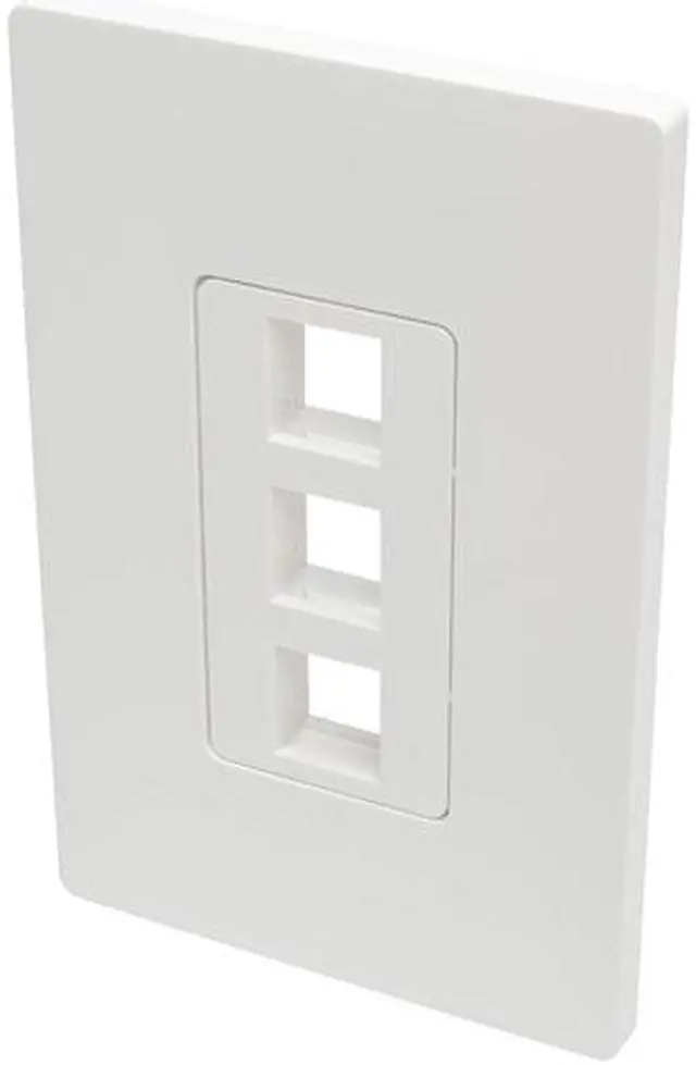 Main image of Tripp Lite Single-Gang 3-Port Universal Keystone Wall Plate, Cat5/6/6a, USB, HDMI, DisplayPort, RCA, White (N080-103)