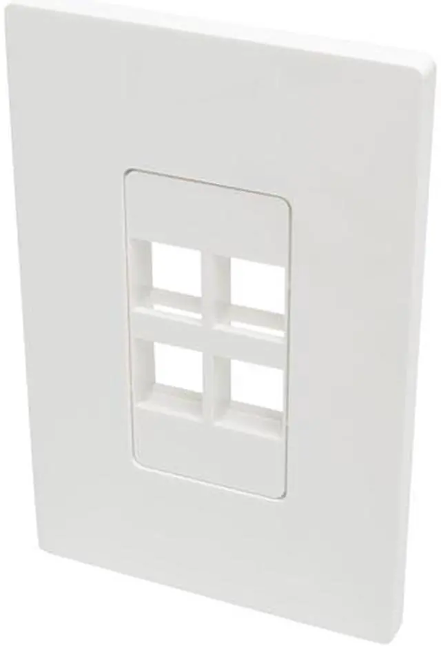 Main image of Tripp Lite Single-Gang 4-Port Universal Keystone Wall Plate, Cat5/6/6a, USB, HDMI, DisplayPort, RCA, White (N080-104)