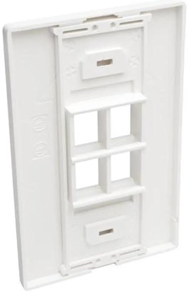 Alt view image 2 of 4 - Tripp Lite Single-Gang 4-Port Universal Keystone Wall Plate, Cat5/6/6a, USB, HDMI, DisplayPort, RCA, White (N080-104)