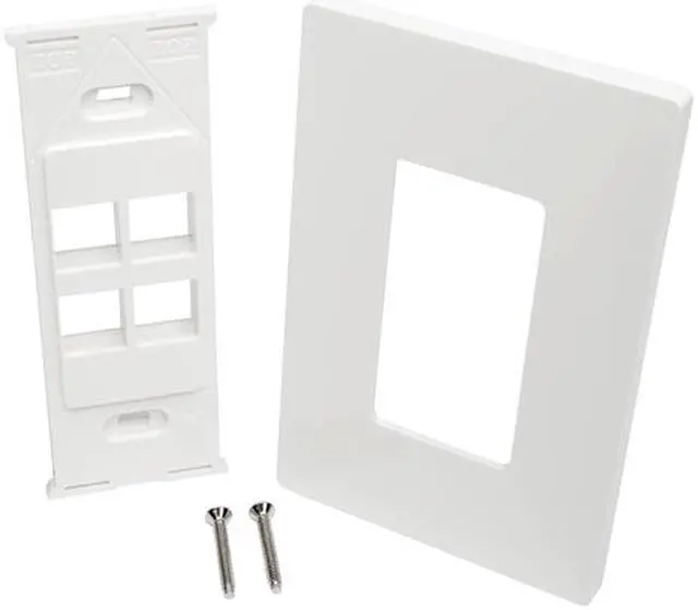 Alt view image 4 of 4 - Tripp Lite Single-Gang 4-Port Universal Keystone Wall Plate, Cat5/6/6a, USB, HDMI, DisplayPort, RCA, White (N080-104)