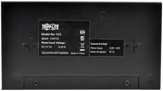 Alt view image 2 of 4 - Tripp Lite 5-Port Gigabit Ethernet Switch, Desktop, Unmanaged Network Switch 10/100/1000 Mbps, RJ45, Metal (NG5)
