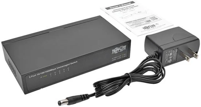 Alt view image 4 of 4 - Tripp Lite 5-Port Gigabit Ethernet Switch, Desktop, Unmanaged Network Switch 10/100/1000 Mbps, RJ45, Metal (NG5)