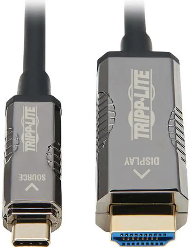 Main image of Tripp Lite USB-C to HDMI Fiber Active Optical Cable, 4K Video @ 60HZ (4:2:2), UHD, HDR, CL3 Rated, Black, 2.2 HDCP, 164 Feet / 50 Meters (U444F3-50M-H4K6)