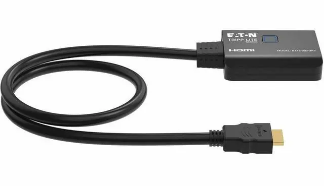 Alt view image 2 of 3 - Tripp Lite series B118-002-4K6 2-Port HDMI Splitter - 60 Hz - 30 Hz to 60 Hz - 4096 x 2160 - 33 ft Maximum Operating Distance - 1 x HDMI In - 2 x HDMI Out - USB - Metal - Black - B118-002-4K6