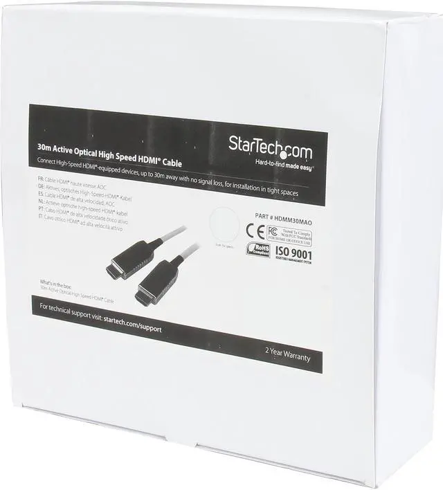 Alt view image 3 of 3 - StarTech.com HDMM30MAO 98.42 ft. Connector A: 1 - HDMI (19 pin) Male
Connector B: 1 - HDMI (19 pin) Male Active Fiber Optic AOC High Speed HDMI Cable Male to Male