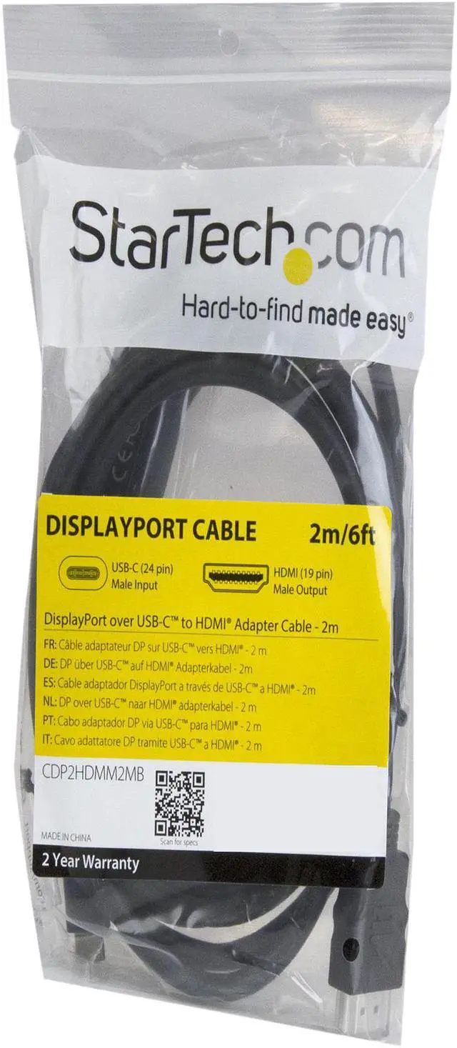 Alt view image 5 of 6 - StarTech.com CDP2HDMM2MB USB C to HDMI Cable - 6 ft / 2m - USB-C to HDMI 4K 30Hz - USB Type C to HDMI - Computer Monitor Cable