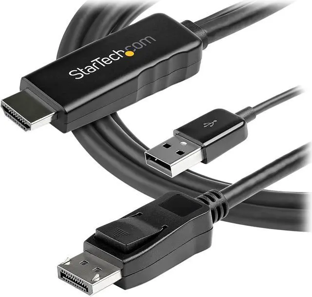 Alt view image 6 of 6 - StarTech.com HD2DPMM2M 2m (6.6 ft.) HDMI to DisplayPort Adapter Cable with USB Power - 4K 30Hz Active HDMI 1.4 to DP 1.2 Converter (HD2DPMM2M)