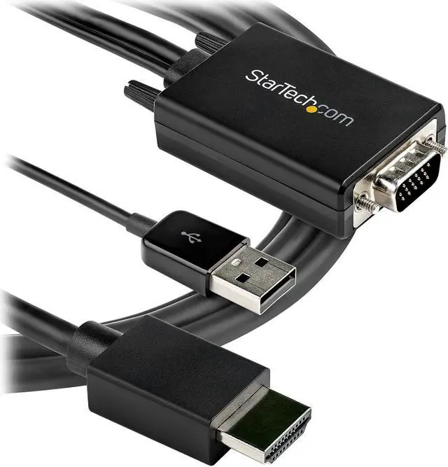 Alt view image 6 of 7 - StarTech.com VGA2HDMM3M 3m (10 ft.) VGA to HDMI Adapter Cable with USB Audio - 1920 x 1080 Active VGA HDMI Converter - Male to Male (VGA2HDMM3M)
