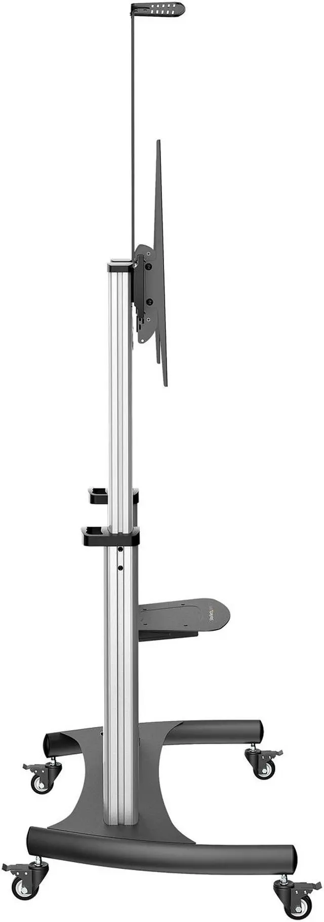 Alt view image 2 of 5 - Mobile TV Stand, Heavy Duty TV Cart for 60-100" Display (100kg/220lb), Height Adjustable Rolling Flat Screen Floor Standing on Wheels, Universal Television Mount w/Shelves - W/ 2 equipment shelves