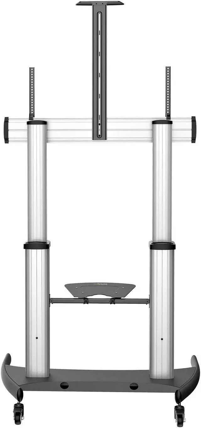 Alt view image 5 of 5 - Mobile TV Stand, Heavy Duty TV Cart for 60-100" Display (100kg/220lb), Height Adjustable Rolling Flat Screen Floor Standing on Wheels, Universal Television Mount w/Shelves - W/ 2 equipment shelves
