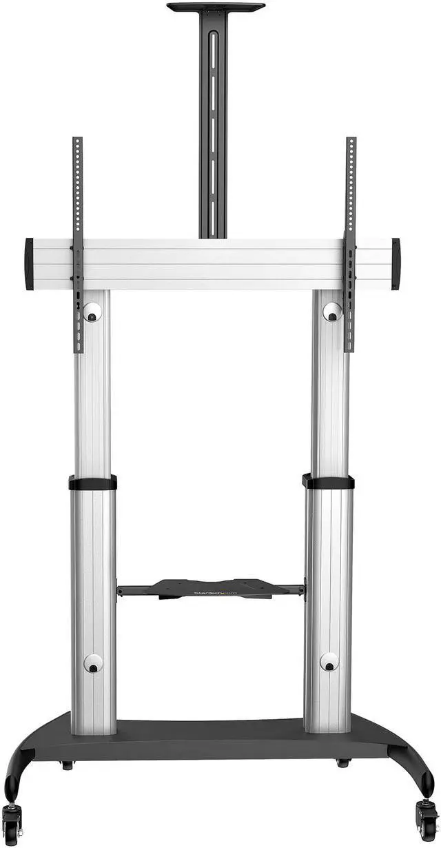 Alt view image 3 of 5 - Mobile TV Stand, Heavy Duty TV Cart for 60-100" Display (100kg/220lb), Height Adjustable Rolling Flat Screen Floor Standing on Wheels, Universal Television Mount w/Shelves - W/ 2 equipment shelves