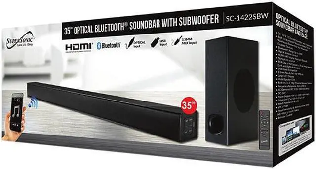 Alt view image 9 of 9 - SUPERSONIC SC-1422SBW 2.1 CH Sound Bar Pair