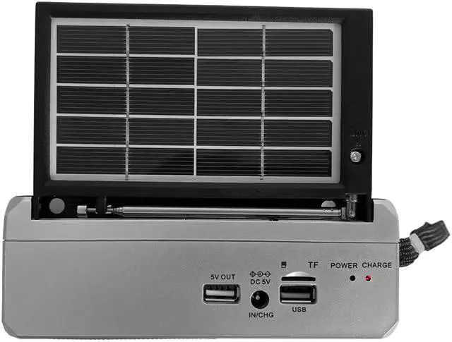Alt view image 2 of 4 - Supersonic SC-1180BT SolarWave Solar Emergency Radio w/Bluetooth 6.0, AM/FM/SW1-4, Solar+USB-C Rechargeable Battery, LED Flashlight, Micro SD/USB, 360° Antenna, Portable Speaker (Silver)