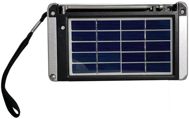 Alt view image 4 of 4 - Supersonic SC-1180BT SolarWave Solar Emergency Radio w/Bluetooth 6.0, AM/FM/SW1-4, Solar+USB-C Rechargeable Battery, LED Flashlight, Micro SD/USB, 360° Antenna, Portable Speaker (Silver)