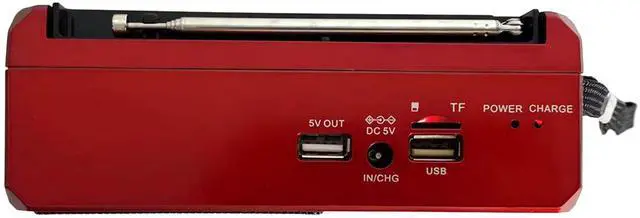 Alt view image 3 of 4 - Supersonic SC-1180BT SolarWave Solar Emergency Radio w/Bluetooth 6.0, AM/FM/SW1-4, Solar+USB-C Rechargeable Battery, LED Flashlight, Micro SD/USB, 360° Antenna, Portable Speaker (Red)