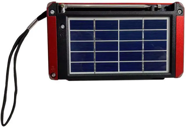 Alt view image 4 of 4 - Supersonic SC-1180BT SolarWave Solar Emergency Radio w/Bluetooth 6.0, AM/FM/SW1-4, Solar+USB-C Rechargeable Battery, LED Flashlight, Micro SD/USB, 360° Antenna, Portable Speaker (Red)