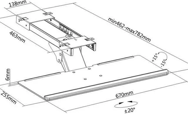 Alt view image 6 of 6 - INLAND 05293 Under Desk Adjustable Keyboard Tray