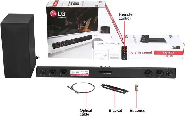 Alt view image 13 of 13 - LG LAS465B 2.1ch 300W Sound Bar with Wireless Subwoofer and Bluetooth Connectivity