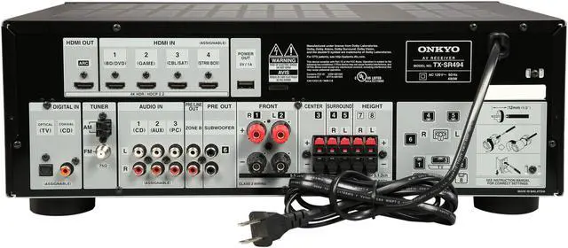 Alt view image 4 of 6 - Onkyo TX-SR494 7.2-Channel A/V Receiver