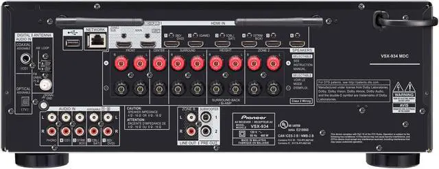 Alt view image 3 of 3 - Pioneer VSX-934 7.2-ch Network AV Receiver