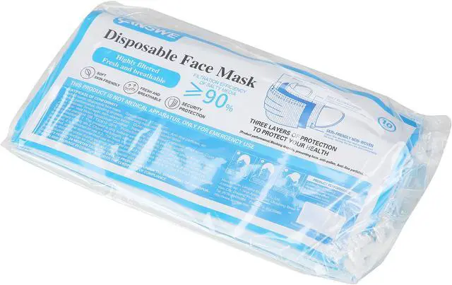 Alt view image 4 of 8 - LANSWE Disposable Face Mask - 10 pcs per Pack and 50 pcs per Box