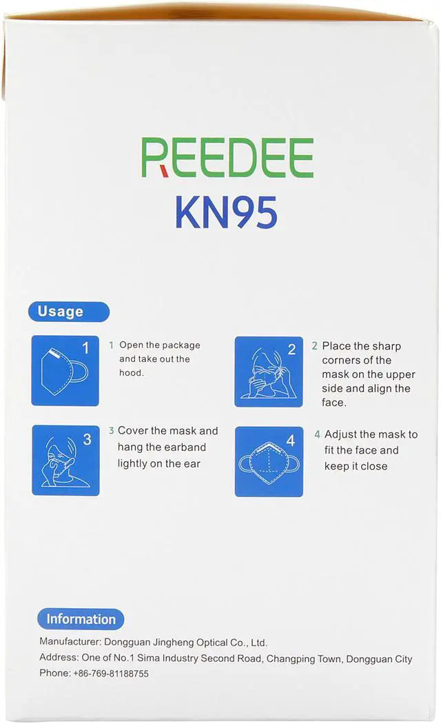 Alt view image 2 of 7 - REEDEE KN95 Face Mask, 20 pcs per Box