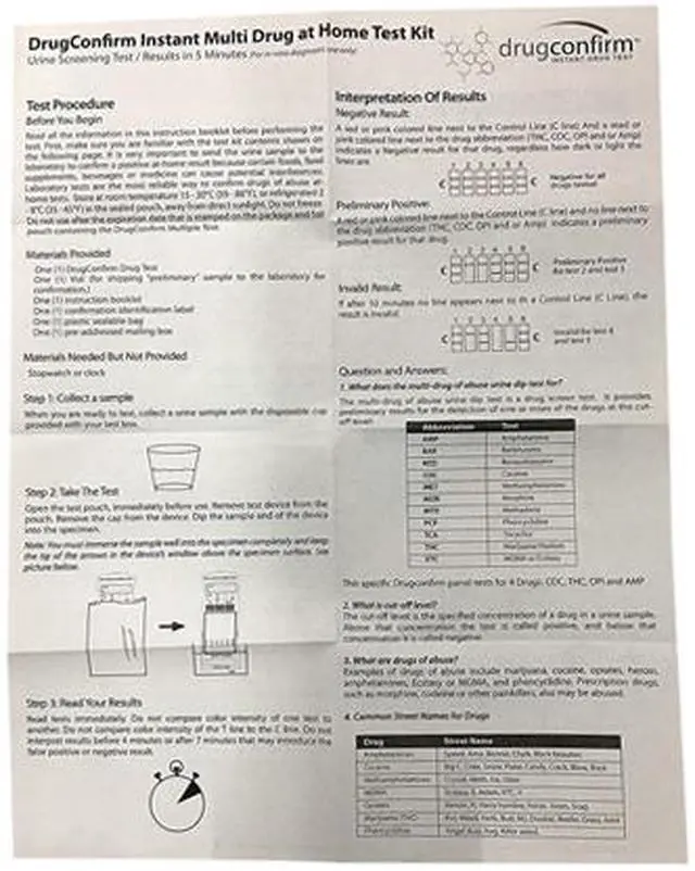 Alt view image 5 of 6 - DrugConfirm 4 Panel Instant Drug Test - AMP / COC / OPI / THC