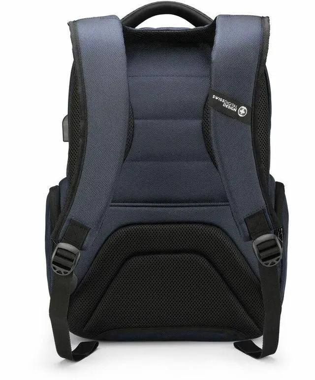 Alt view image 2 of 5 - Swissdigital Design TERABYTE NG SD1695-12 Carrying Case (Backpack) for 12.9" to 17" - Dark Blue - RFID Resistant - 1680D Polyester Body - Shoulder Strap, Luggage Strap, Trolley Strap - 8.45 gal - SD1695-12