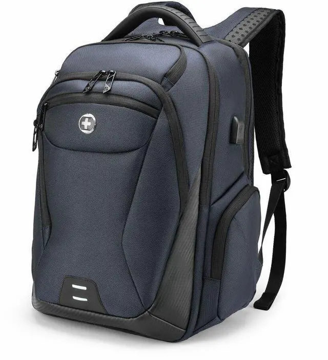 Alt view image 5 of 5 - Swissdigital Design TERABYTE NG SD1695-12 Carrying Case (Backpack) for 12.9" to 17" - Dark Blue - RFID Resistant - 1680D Polyester Body - Shoulder Strap, Luggage Strap, Trolley Strap - 8.45 gal - SD1695-12