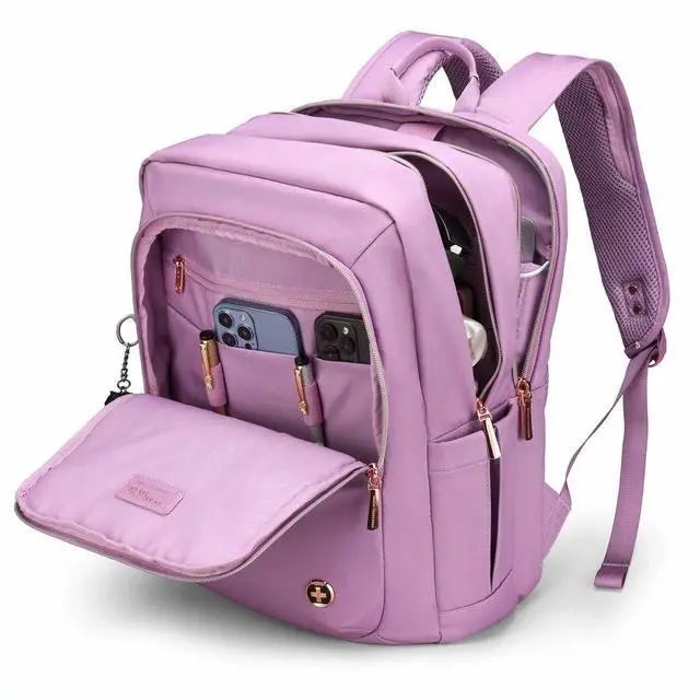 Alt view image 4 of 7 - Swissdigital Design KATY ROSE NG Carrying Case (Backpack) for 16" Notebook - Ice Berry - RFID Resistant - Polyester, Plastic Body - Trolley Strap, Shoulder Strap - 6.08 gal Volume Capacity - SD1645-54