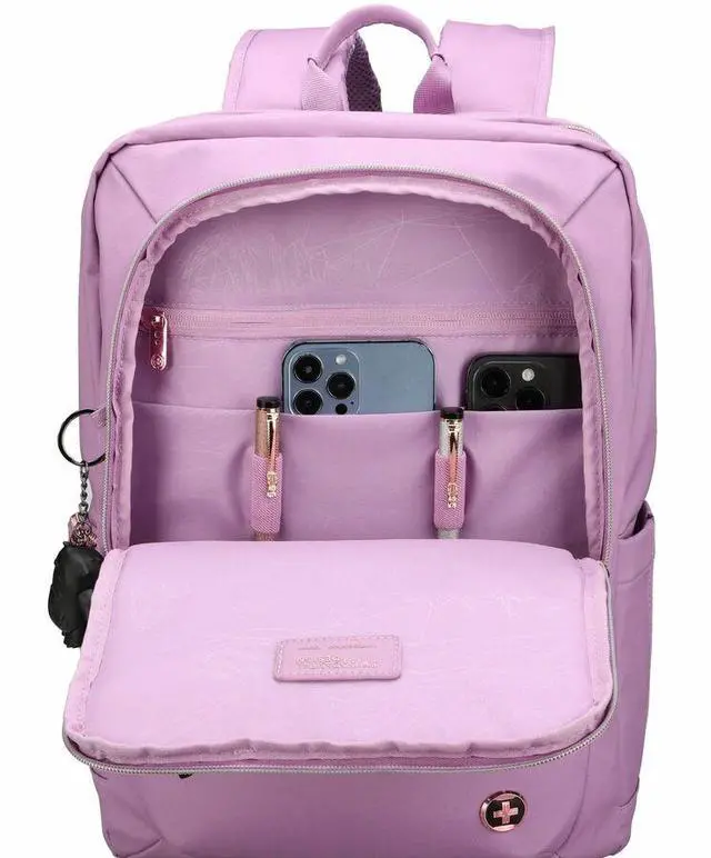 Alt view image 5 of 7 - Swissdigital Design KATY ROSE NG Carrying Case (Backpack) for 16" Notebook - Ice Berry - RFID Resistant - Polyester, Plastic Body - Trolley Strap, Shoulder Strap - 6.08 gal Volume Capacity - SD1645-54