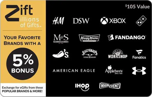 Main image of Zift Zillions 5% Bonus $100 Gift Card (Total Value $105) Email Delivery
