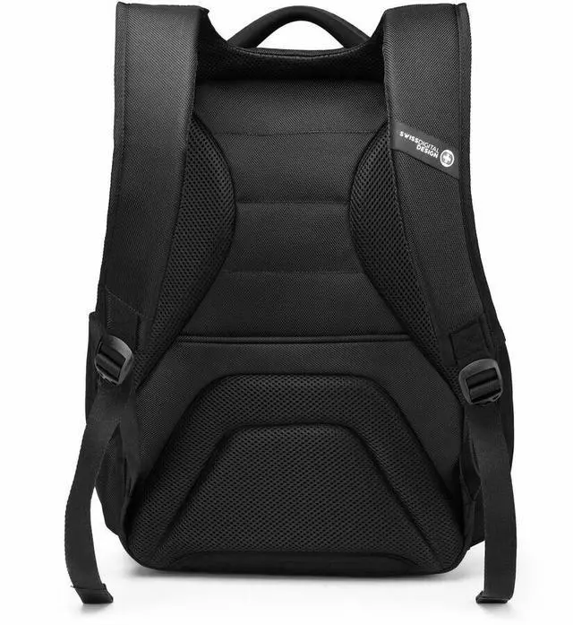 Alt view image 3 of 6 - Swissdigital TERABYTE NG Black Backpack - TSA-Friendly Travel Backpack with USB Charging Port & Integrated Cable, RFID Protection, Trolley Sleeve, Fits 17" Laptop  SD1695-01
