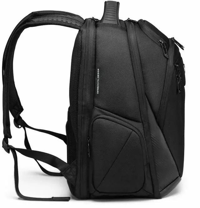 Alt view image 4 of 6 - Swissdigital TERABYTE NG Black Backpack - TSA-Friendly Travel Backpack with USB Charging Port & Integrated Cable, RFID Protection, Trolley Sleeve, Fits 17" Laptop  SD1695-01