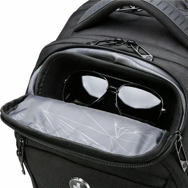Alt view image 6 of 6 - Swissdigital TERABYTE NG Black Backpack - TSA-Friendly Travel Backpack with USB Charging Port & Integrated Cable, RFID Protection, Trolley Sleeve, Fits 17" Laptop  SD1695-01