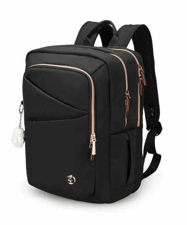 Main image of Swissdigital KATY ROSE NG Black L+ Smart Laptop Backpack - Sleek Tech Travel Bag with USB Charging Port, RFID Pocket, Eco-Friendly Fabric, Trolley Sleeve, Fits 16" Laptop   SD1645-01
