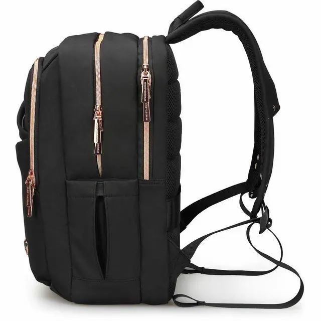 Alt view image 4 of 8 - Swissdigital KATY ROSE NG Black L+ Smart Laptop Backpack - Sleek Tech Travel Bag with USB Charging Port, RFID Pocket, Eco-Friendly Fabric, Trolley Sleeve, Fits 16" Laptop   SD1645-01