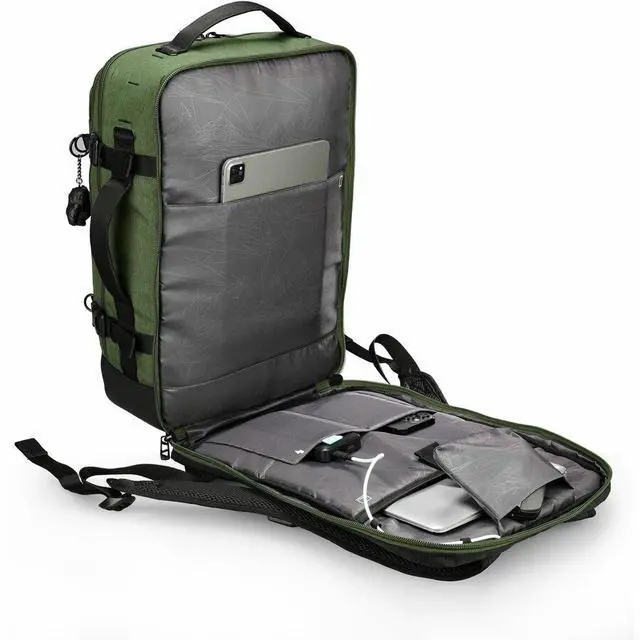 Alt view image 5 of 8 - Swissdigital BERG PRO Dark Green XL Backpack - TSA-Friendly Backpack with USB Charging Port -RFID Protection Pocket  Trolley Sleeve for Easy Travel  SD16489510-23